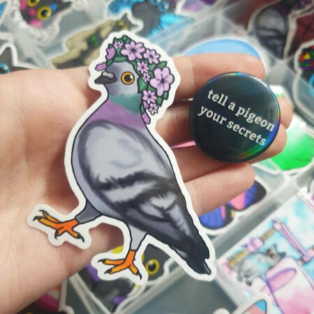 Flower Crown Pigeon Sticker Flower Crown Pigeon Sticker